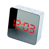 LED Alarm Clock - Snooze Mirror Temperature Night Square, Red LED Light