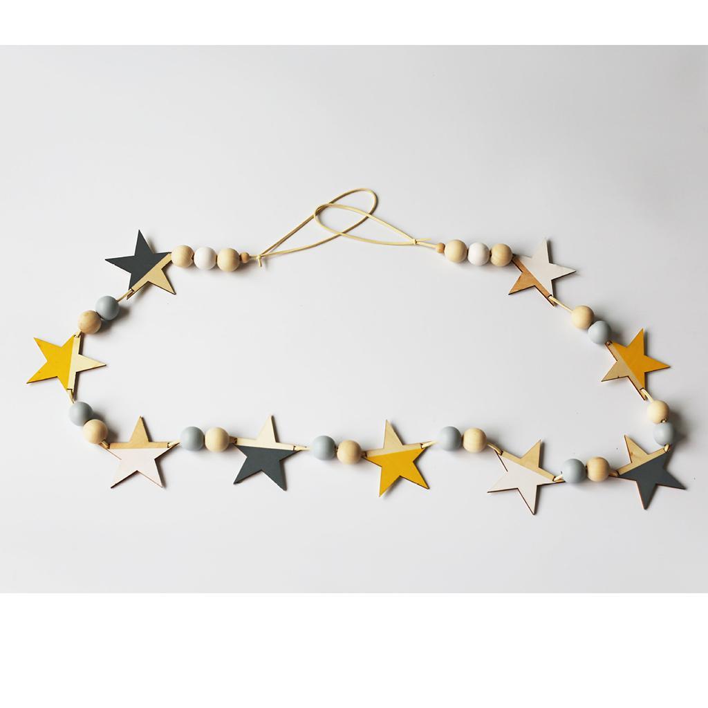 Maxbell Maxbell Wooden Star Garland Bunting Hanging Banner Baby Children's Room Decor #2