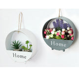 Maxbell 2pcs Wall Hanging Flower Basket Plant Pot for Balcony Decor Grey +Black