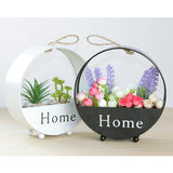 Maxbell 2pcs Wall Hanging Flower Basket Plant Pot for Balcony Decor Grey +Black