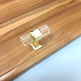 Maxbell 2pcs Acrylic Door Pulls Knob Drawer Cabinet Cupboard Handle Hardware Gold