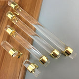 Maxbell 2pcs Acrylic Door Pulls Knob Drawer Cabinet Cupboard Handle Hardware Gold