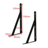 Maxbell 2-Piece Metal L Shaped Wall Shelf Bracket Rack Support 150x95x2mm Black - Aladdin Shoppers