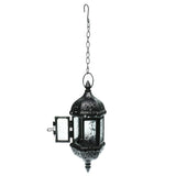 Maxbell 2x Iron Chain Hanging Glass Candlestick Candle Holder Lantern Lamp Black