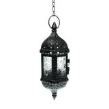 Maxbell 2x Iron Chain Hanging Glass Candlestick Candle Holder Lantern Lamp Black