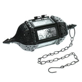 Maxbell 2x Iron Chain Hanging Glass Candlestick Candle Holder Lantern Lamp Black