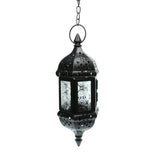 Maxbell 2x Iron Chain Hanging Glass Candlestick Candle Holder Lantern Lamp Black