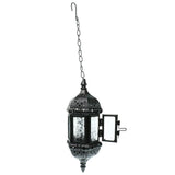 Maxbell 2x Iron Chain Hanging Glass Candlestick Candle Holder Lantern Lamp Black