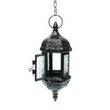 Maxbell Set 3 Pieces Retro European Iron Hanging Lantern Decorative Candle Holder with Mosaic Design Glass Panels - Aladdin Shoppers
