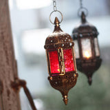 Maxbell 2x Iron Chain Hanging Glass Candlestick Candle Holder Lantern Lamp Black