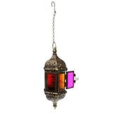 Maxbell Set 3 Pieces Retro European Iron Hanging Lantern Decorative Candle Holder with Mosaic Design Glass Panels - Aladdin Shoppers