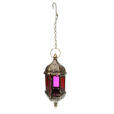 Maxbell 2x Iron Chain Hanging Glass Candlestick Candle Holder Lantern Lamp Brown
