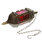 Maxbell Set 3 Pieces Retro European Iron Hanging Lantern Decorative Candle Holder with Mosaic Design Glass Panels - Aladdin Shoppers