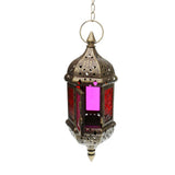 Maxbell Set 3 Pieces Retro European Iron Hanging Lantern Decorative Candle Holder with Mosaic Design Glass Panels - Aladdin Shoppers