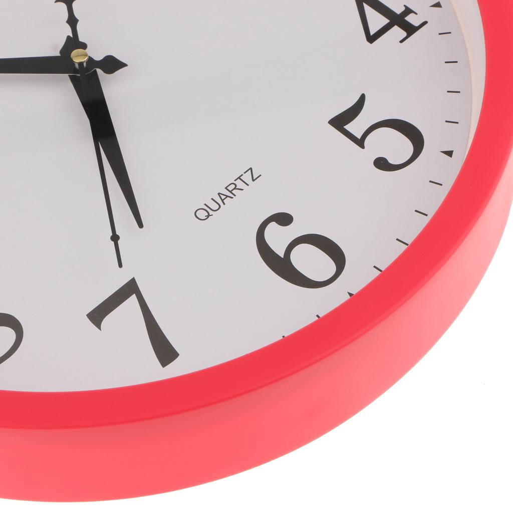 Wall Clock Silent Quality Quartz Battery Operated Home Office 12inch Red