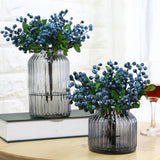 Maxbell 10Pcs Plastic Artificial Plant Fruit Berries Branches Home Cafe Decor Blue