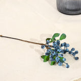 Maxbell 10Pcs Plastic Artificial Plant Fruit Berries Branches Home Cafe Decor Blue