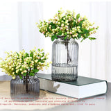 Maxbell 30Pcs Plastic Artificial Fake Plant Fruit Berries Branches Home Decor Pink