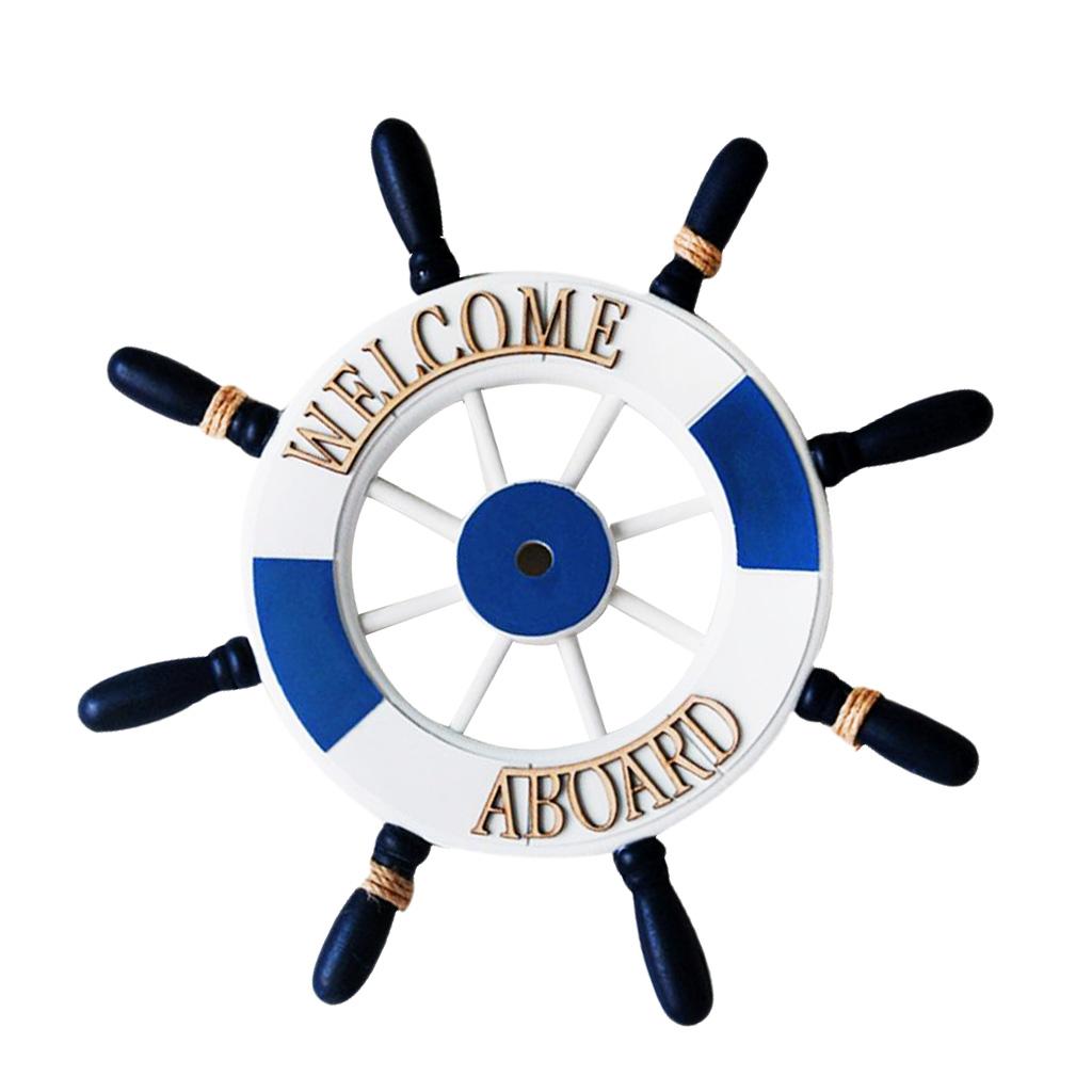 Maxbell Maxbell 32cm Beach Wooden Boat Ship Steering Wheel Welcome Board Home Wall Decor