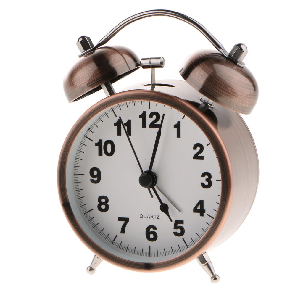 3.5inch Silent Quartz Metal Double Bell Alarm Clock Bedside W/ Nightlight #1