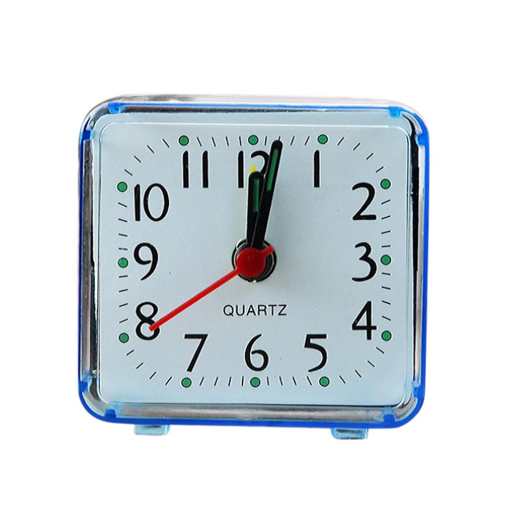 Maxbell Maxbell Mini Square Quartz Clock Travel Alarm Clock Bedroom Home Table Clock Blue