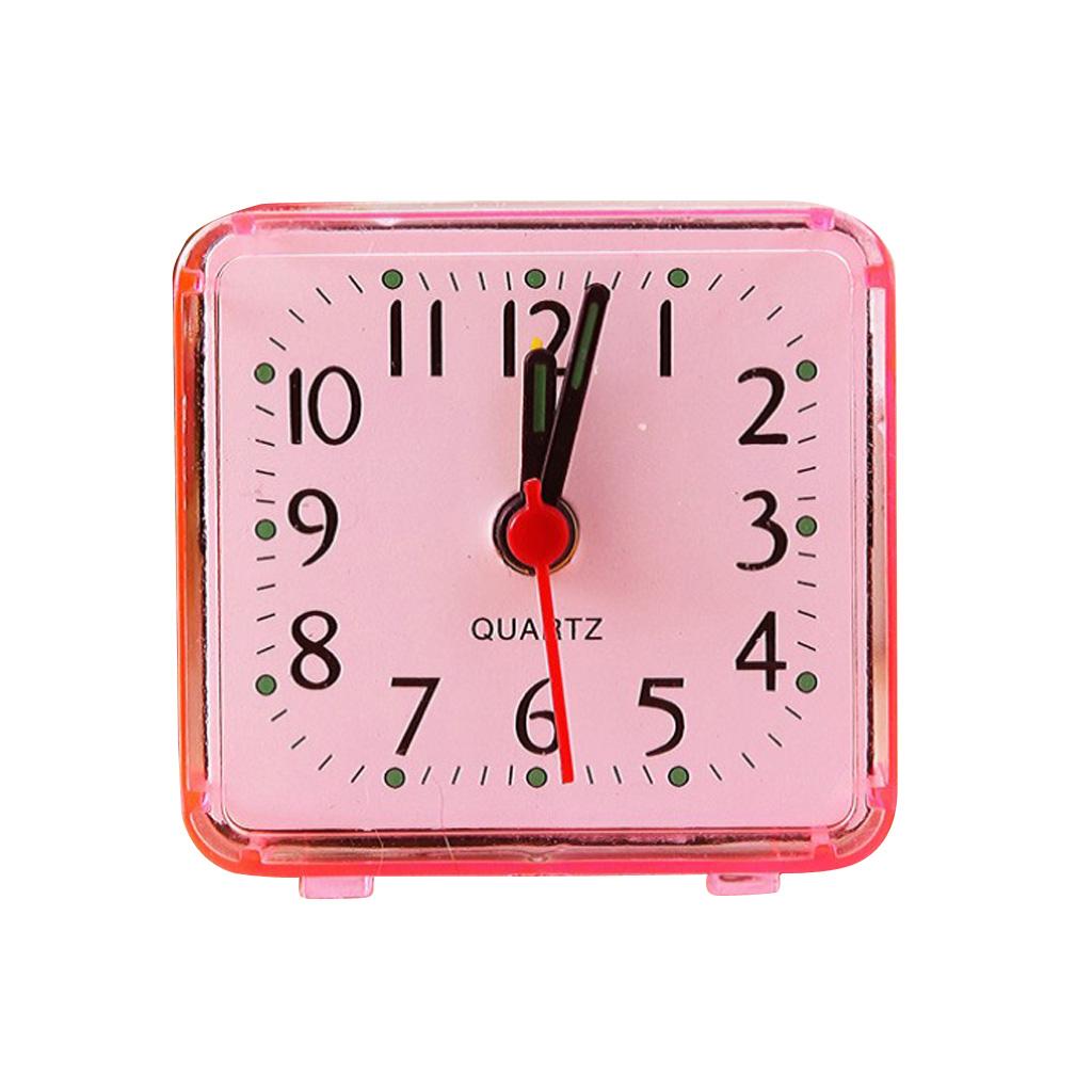 Maxbell Maxbell Mini Square Quartz Clock Travel Alarm Clock Bedroom Home Table Clock Pink