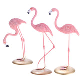 Maxbell 2pcs Resin Flamingo Figurine Miniature Sculpture Glass Stand Table Ornament