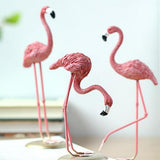 Maxbell 2pcs Resin Flamingo Figurine Miniature Sculpture Glass Stand Table Ornament