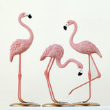 Maxbell 2pcs Resin Flamingo Figurine Miniature Sculpture Glass Stand Table Ornament