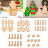 Maxbell 20 x Unfinished Wooden Doll Bodies Shape DIY Paint Art Crafts Tree & Snowman