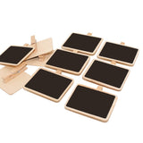 Pack 10PCS Small Mini Wooden Blackboard Chalkboard Note Memo Message Board with Peg Clip