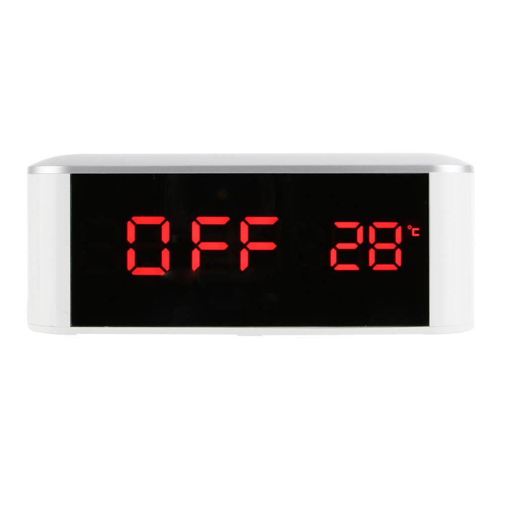 USB Electronic Mirror Desktop Alarm Clock Thermometer With Backlight Red