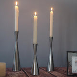 Maxbell 2pcs Pillar Dinner Candle Holder Candleholder Stand for Wedding Decor Silver