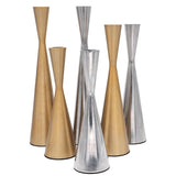 Maxbell 2pcs Pillar Dinner Candle Holder Candleholder Stand for Wedding Decor Silver