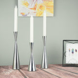 Maxbell 2pcs Pillar Dinner Candle Holder Candleholder Stand for Wedding Decor Silver