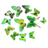 Maxbell 12Pcs 3D Colorful Butterflies Wall Decor Sticker Decals Home Office Green