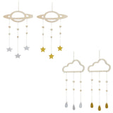 Maxbell 2Pcs Nordic Planet Cloud Raindrop Star Kid Room Wood Wall Hanging Home Decor