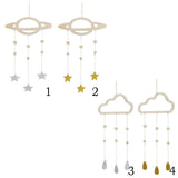 Maxbell 2Pcs Nordic Planet Cloud Raindrop Star Kid Room Wood Wall Hanging Home Decor