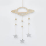 Maxbell 2Pcs Nordic Planet Cloud Raindrop Star Kid Room Wood Wall Hanging Home Decor