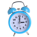 Classic Silent Bedside Double Twin Bell Alarm Clock with Nigth Light Blue