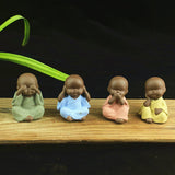 Maxbell 3x Ceramic Small Buddha Statue Monk Figurine Tea pet Decorative Ornaments