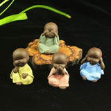 Maxbell 3x Ceramic Small Buddha Statue Monk Figurine Tea pet Decorative Ornaments