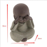 Maxbell 3x Ceramic Small Buddha Statue Monk Figurine Tea pet Decorative Ornaments
