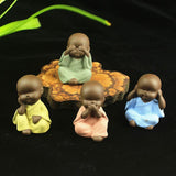 Maxbell 3x Ceramic Small Buddha Statue Monk Figurine Tea pet Decorative Ornaments