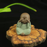 Maxbell 3x Ceramic Small Buddha Statue Monk Figurine Tea pet Decorative Ornaments