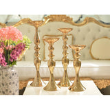Maxbell 4pcs Long Stand Metal Candle Tea Light Holder Candlestick Flower Vase Gold-L