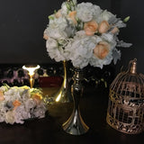 Maxbell 2pcs Long Stand Metal Candle Tea Light Holder Candlestick Flower Vase Gold-L