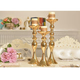 Maxbell 4pcs Long Stand Metal Candle Tea Light Holder Candlestick Flower Vase Gold-L