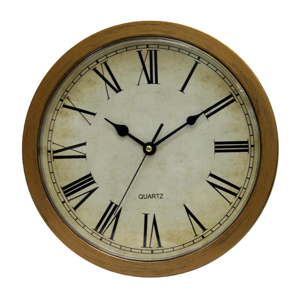 Retro Roman Numerals Clock Safe Wall-Mounted Hidden Storage Box Wood Color