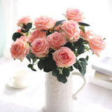 Maxbell Artificial French Rose Flower Bouquet Wedding Home Floral Decor Pink